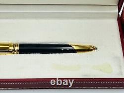 Panthere De Cartier France Gold Plated Trinity 18k Nib Black Fountain Pen Pen