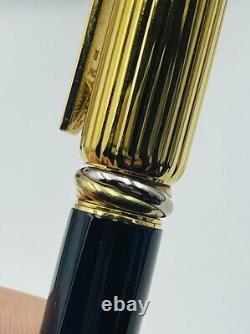 Panthere De Cartier France Gold Plated Trinity 18k Nib Black Fountain Pen Pen