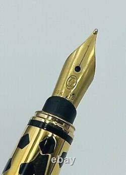 Panthere De Cartier France Gold Plated Trinity 18k Nib Black Fountain Pen Pen