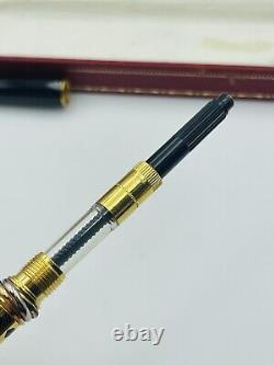 Panthere De Cartier France Gold Plated Trinity 18k Nib Black Fountain Pen Pen