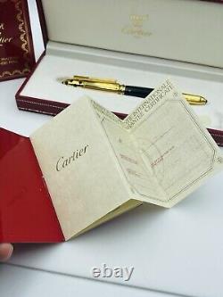 Panthere De Cartier France Gold Plated Trinity 18k Nib Black Fountain Pen Pen