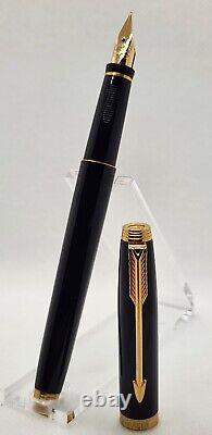 Parker 75 Fountain Pen Black withGold Trim, 18K Gold Fine Nib FRANCE Q 1980/90