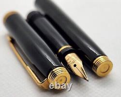 Parker 75 Fountain Pen Black withGold Trim, 18K Gold Fine Nib FRANCE Q 1980/90