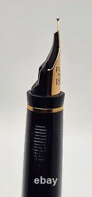 Parker 75 Fountain Pen Black withGold Trim, 18K Gold Fine Nib FRANCE Q 1980/90