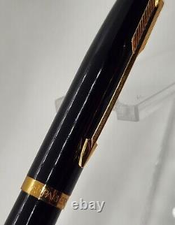 Parker 75 Fountain Pen Black withGold Trim, 18K Gold Fine Nib FRANCE Q 1980/90