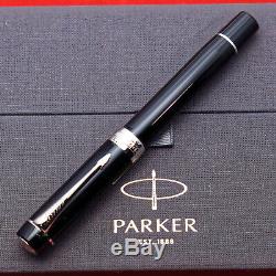 Parker Duofold Centennial Black/Palldium Fountain Pen, Fine 18kt Gold Nib