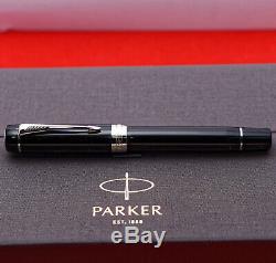 Parker Duofold Centennial Black/Palldium Fountain Pen, Fine 18kt Gold Nib