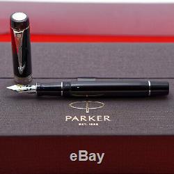 Parker Duofold Centennial Black/Palldium Fountain Pen, Fine 18kt Gold Nib