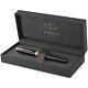 Parker Sonnet Fountain Pen Black Lacquer With Gold Trim Medium Nib Gift Box