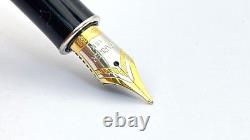 Parker Sonnet Series Fountain Pen In Box Rare Black Chrome Trim 18k Medium Nib