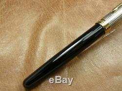 Parker Sonnet Sterling Silver Cisele/black Fountain Pen 18k Fine Nib New In Box