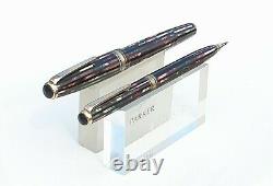 Parker Striped Duofold 1940 Vacumatic Red Black Pearl Set Speedline Restored