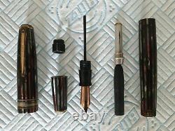 Parker Striped Duofold 1940 Vacumatic Red Black Pearl Set Speedline Restored