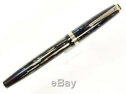 Parker Striped Duofold Fountain Pen In Blue/grey/black With Gold Nib & Trim