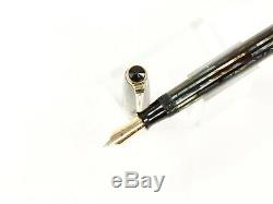 Parker Striped Duofold Fountain Pen In Blue/grey/black With Gold Nib & Trim