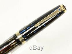 Parker Striped Duofold Fountain Pen In Blue/grey/black With Gold Nib & Trim