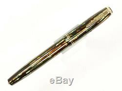 Parker Striped Duofold Fountain Pen In Green/brown/black With Gold Nib & Trim