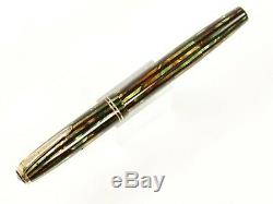 Parker Striped Duofold Fountain Pen In Green/brown/black With Gold Nib & Trim