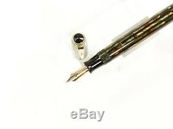 Parker Striped Duofold Fountain Pen In Green/brown/black With Gold Nib & Trim