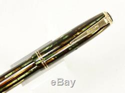 Parker Striped Duofold Fountain Pen In Green/brown/black With Gold Nib & Trim