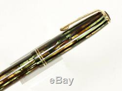 Parker Striped Duofold Fountain Pen In Green/brown/black With Gold Nib & Trim
