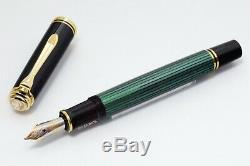 Pelikan M600 Old Style Fountain Pen Pistonfiller Black Green GT 14C M Nib