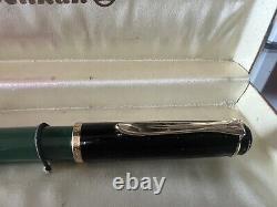 Pelikan Pen Fountain Pen Plunger Pen (M) With Box, Green Black Vintage
