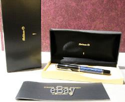 Pelikan Souveran Black/Blue Chrome Trim Fountain Pen 800 Series 18C-750 F NIB
