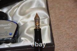 Pelikan Souveran M1000 Fountain Pen Black 18C750 F Nib Unused Ink Royal Blue