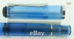 Pelikan Souveran M205 Blue Demonstrator Fountain Pen Old Model Black Ring Top