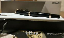 Pelikan Souveran M600 Black GT Fountain Pen F 14K Nib (NEW)