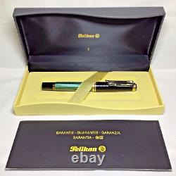 Pelikan Souveran M600M Fountain Pen Green & Black Medium Nib New In Box Product