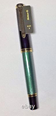 Pelikan Souveran M600M Fountain Pen Green & Black Medium Nib New In Box Product