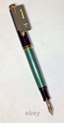Pelikan Souveran M600M Fountain Pen Green & Black Medium Nib New In Box Product