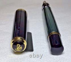 Pelikan Souveran M600M Fountain Pen Green & Black Medium Nib New In Box Product