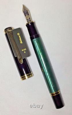 Pelikan Souveran M600M Fountain Pen Green & Black Medium Nib New In Box Product