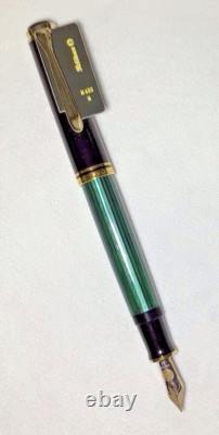 Pelikan Souveran M600M Fountain Pen Green & Black Medium Nib New In Box Product