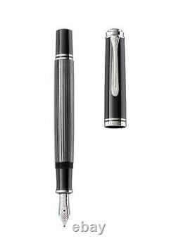 Pelikan Souverän M605 Stresemann Anthracite Stripes Fountain Pen, Black, 1 Each