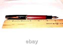 Pelikan Souveran M800 Fountain Pen Black-Red 18C- 750F MEDIUM NIB WithBOX-PAPERS