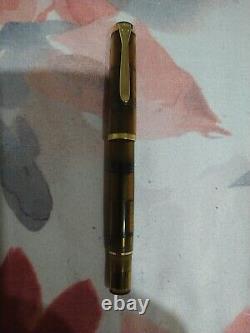 Pelikan Transparent Yellow Fountain Pen Gold Plated Broad Firm Point Nib