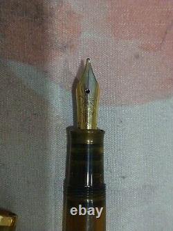 Pelikan Transparent Yellow Fountain Pen Gold Plated Broad Firm Point Nib