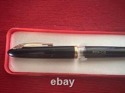 Penco Fountain Pen Black Gold Piston Nib Never Used Vintage 1950s