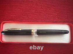 Penco Fountain Pen Black Gold Piston Nib Never Used Vintage 1950s