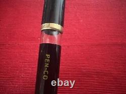 Penco Fountain Pen Black Gold Piston Nib Never Used Vintage 1950s