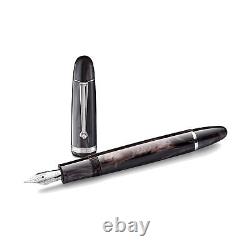 Penlux Masterpiece Grande Fountain Pen in Black Wave 1.1mm Stub Nib NEW