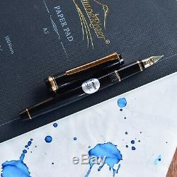 Pilot Falcon Black & Gold Fountain Pen 14k Gold Soft Extra Fine EF Nib