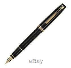 Pilot Falcon Fountain Pen, Black with Gold Accents, Soft Nib, Choose Tip Size
