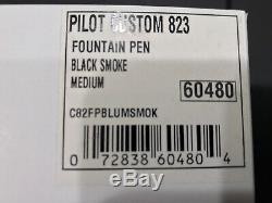 Pilot Fountain Pen Custom 823 Medium Nib Smoke/Transparent Black Plunger Fill