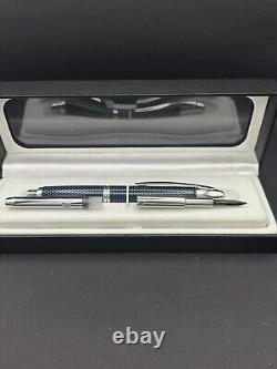 Pilot Vanishing Point Blue Carbonesque Fountain Pen 18kt Black Stub Nib