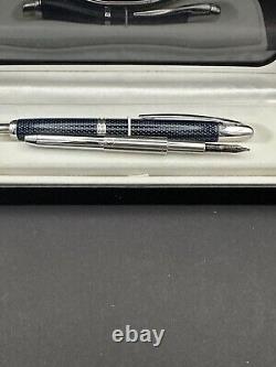 Pilot Vanishing Point Blue Carbonesque Fountain Pen 18kt Black Stub Nib